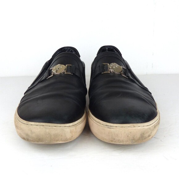 Versace Collection Loafer Sneakers Men 12, 45 Black Leather Slip On Medusa Coin - Picture 4 of 16